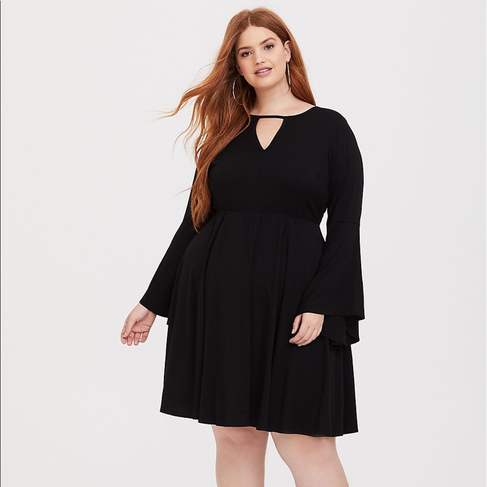 Torrid bell sleeve black dress